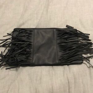 Black fringed clutch